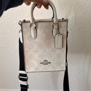 Coach white Mini Bag with Black Strap